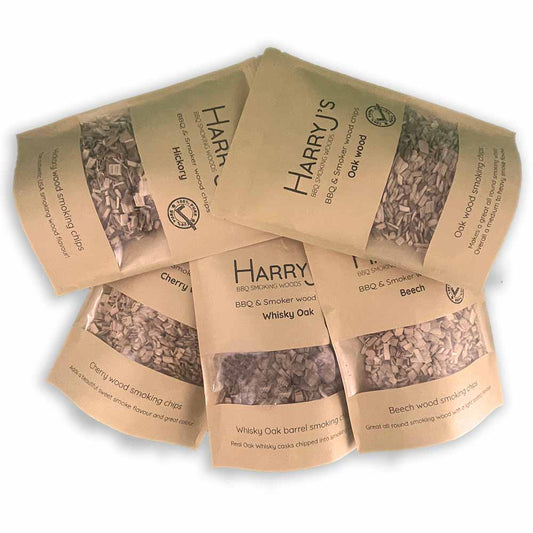 5x Smoking Wood Chips Bundle Whisky Oak, Hickory, Cherry, Oak & Beech