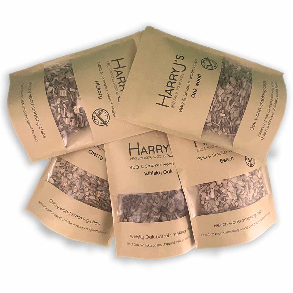 5x Smoking Wood Chips Bundle Whisky Oak, Hickory, Cherry, Oak & Beech